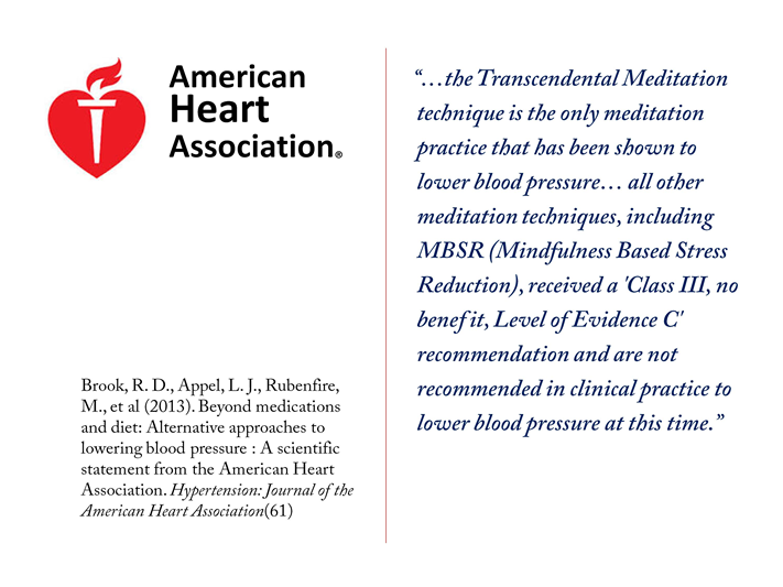 AHA endorses Transcendental Meditation as reducing blood pressure